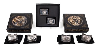 Lot 110 - A set of six Gianni Versace silver napkin rings