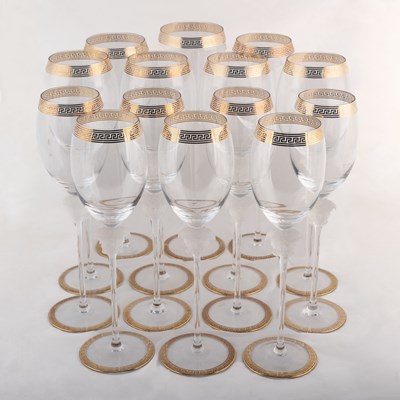 Lot 113 - A set of twelve Rosenthal for Versace 'Medusa d'Or' cystal wine glasses