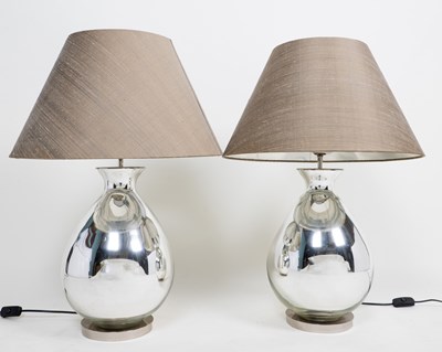 Lot 239 - A pair of Contemporary mirrored glass table lamps