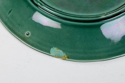 Lot 1134 - A collection of late 19th century leaf moulded green Majolica plates and dishes