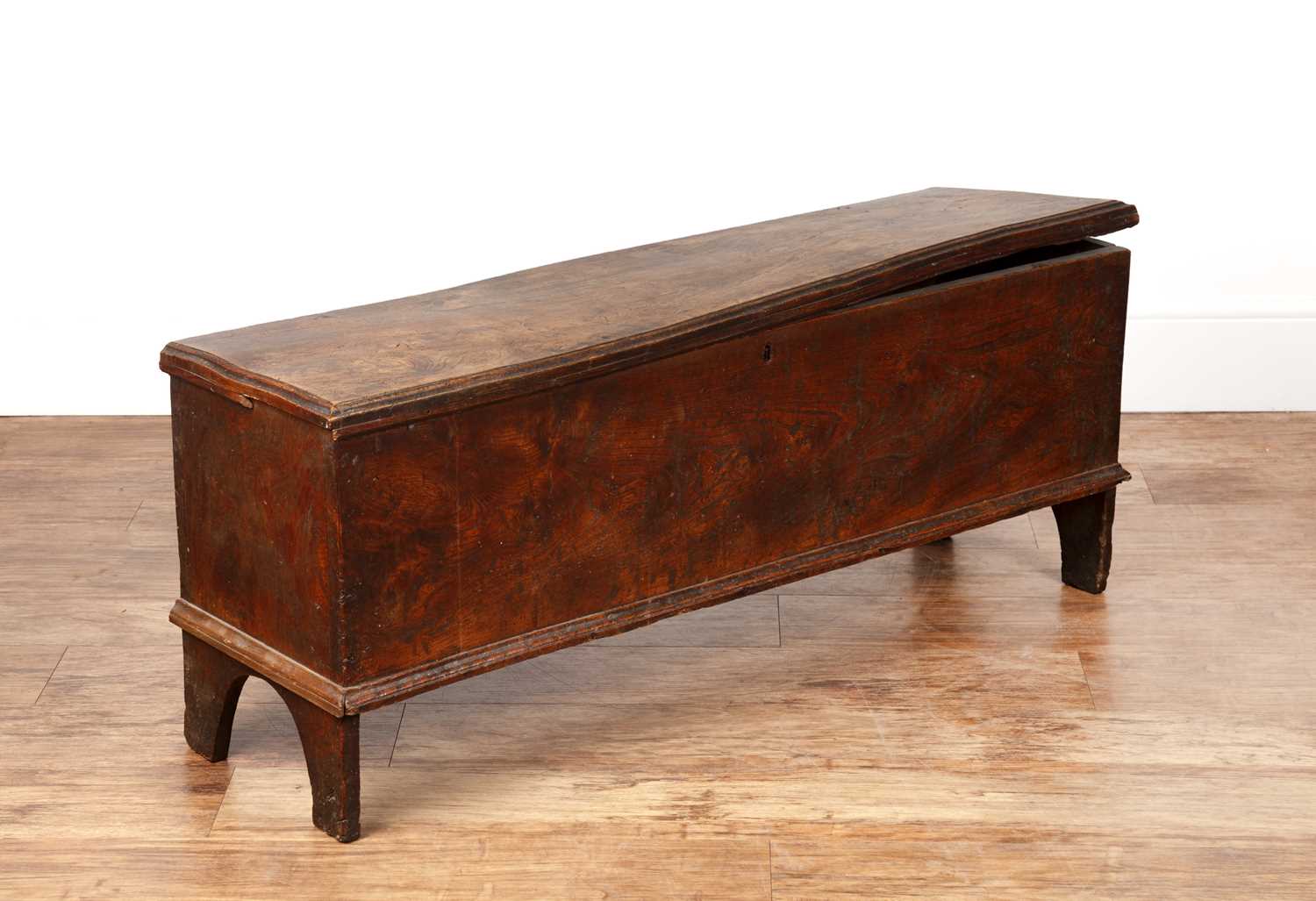 Lot 22 - Elm coffer 18th Century and later, standing on...
