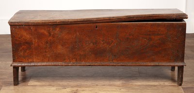 Lot 22 - Elm coffer 18th Century and later, standing on...