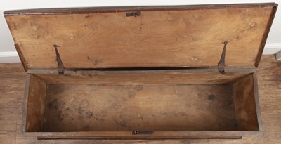 Lot 22 - Elm coffer 18th Century and later, standing on...