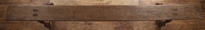 Lot 4 - Rustic oak school-type bench on twin turned...