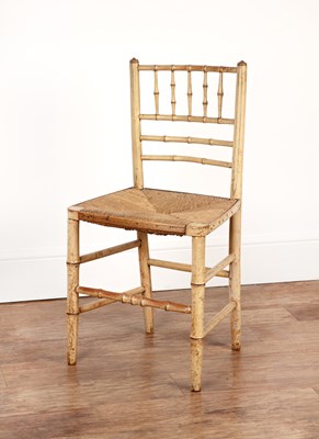 Lot Painted faux bamboo chair Regency, with...
