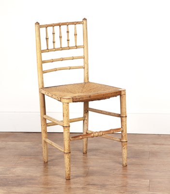 Lot Painted faux bamboo chair Regency, with...