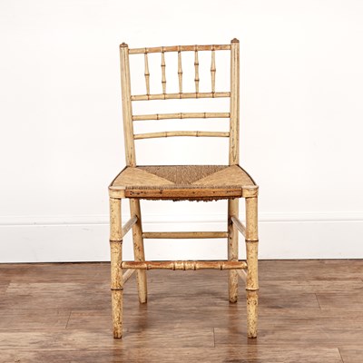 Lot Painted faux bamboo chair Regency, with...