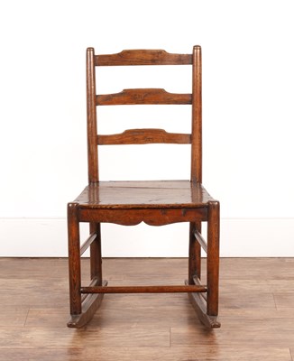 Lot 12 - Rocking chair Elm, 19th Century, with ladder...