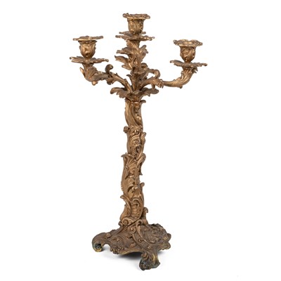 Lot 392 - A 20th century gold-painted four-branch candelabra