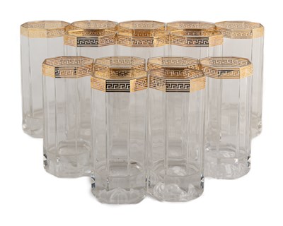 Lot 117 - A set of twelve Rosenthal for Versace 'Medusa d'Or' crystal long drink glasses