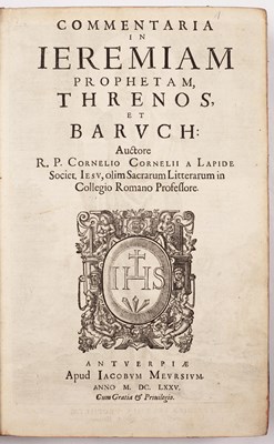 Lot 546 - LAPIDE (CORNELIUS, CORNELLI. A) Commentaria in...
