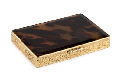 Lot An Austrian gold mounted tortoiseshell box, of...