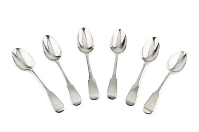 Lot 614 - A set of six George III Scottish silver fiddle...