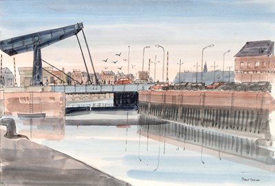 Lot 81 - Robert Tavener (1920-2004) Docklands Sunset...
