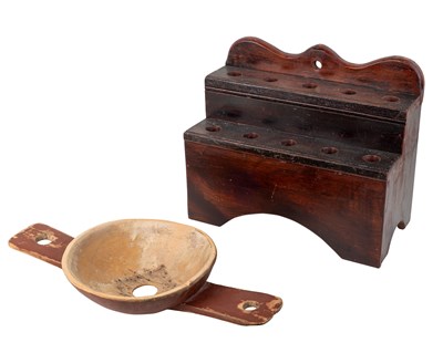 Lot 1112 - A rustic spoon rack and a Scandinavian sieve