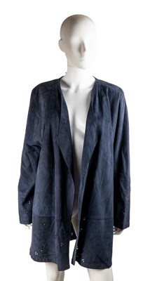 Lot 281 - A JEAN MUIR, 1990’s, dark blue, long suede...
