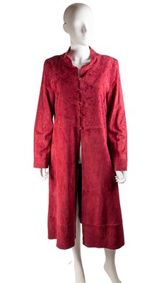 Lot 283 - A JEAN MUIR, 1990’s, long, crimson red suede...