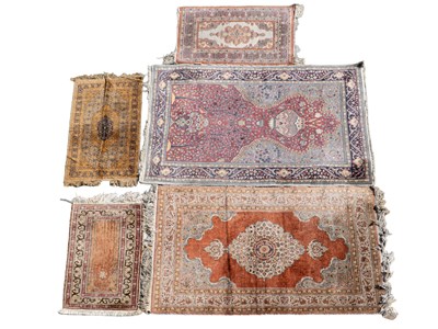 Lot 1255 - A collection of five Persian rugs and prayer mats