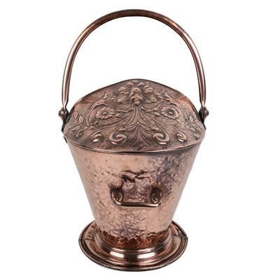 Lot 355 - A copper arts and crafts coal scuttle