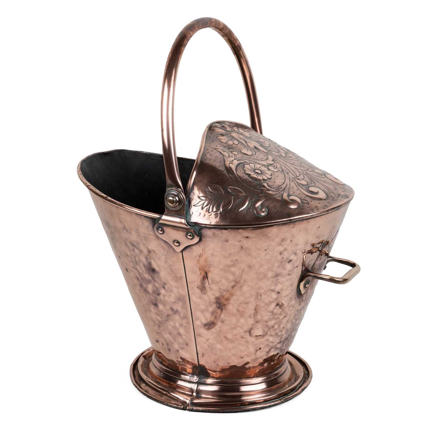 Lot 355 - A copper arts and crafts coal scuttle