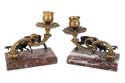 Lot 322 - A pair of 19th century ormolu candlesticks
