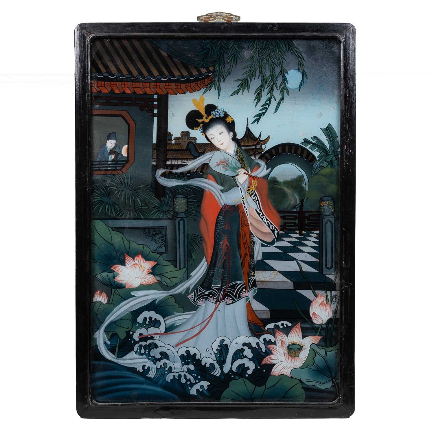 Lot 353 - A reverse glass Chinese painting