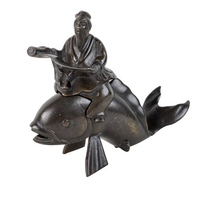 Lot 85 - A Japanese Meiji period bronze statuette of Kinko The Immortal