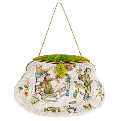Lot 333 - An antique, silk hand embroidered, micro...