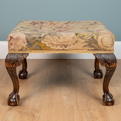Lot 50 - A George III-style walnut-framed stool