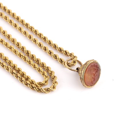 Lot 211 - Yellow precious metal rope twist chain with...