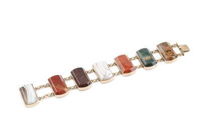 Lot A 19th century hardstone panel bracelet,...