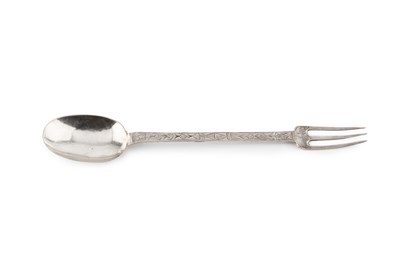 Lot A late 17th century silver sucket fork, the...
