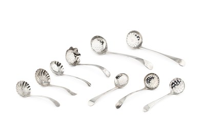 Lot 594 - A George III silver old English pattern sifter...