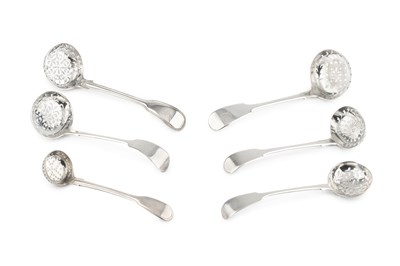 Lot 595 - Three early Victorian silver fiddle pattern...