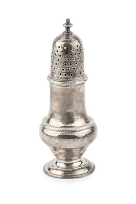 Lot 598 - An early George III silver baluster muffineer,...