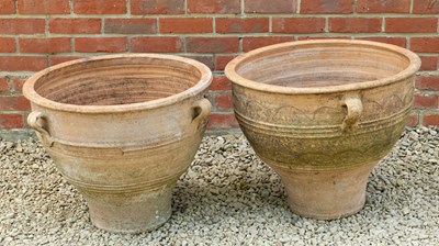 Lot 1454 - Two similar terracotta continental jars