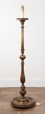 Lot 24 - Giltwood standard lamp of fluted column form,...