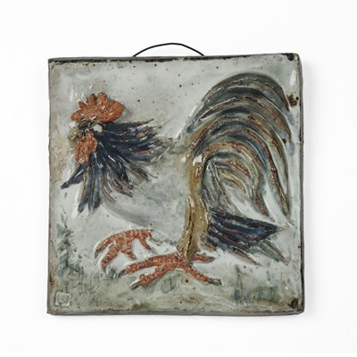 Lot 336 - Colin Kellam (b.1942) Cockerel plaque, studio...