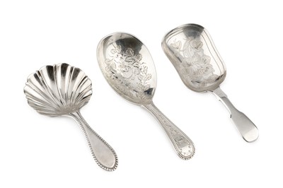 Lot 509 - A collection of three Victorian silver caddy...