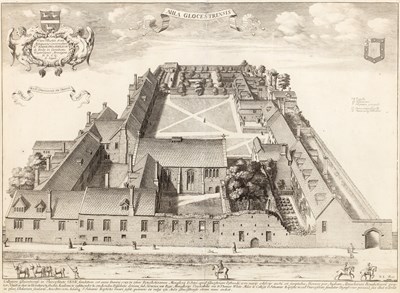 Lot 26 - David Loggan Worcester College, engraving,...