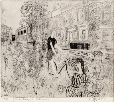 Lot 150 - Anthony Gross (1905-1984) Girl on a Bicycle,...