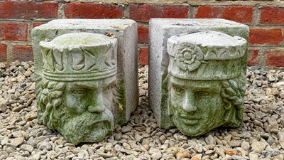 Lot 1338 - A pair of corbels of a King and Queen