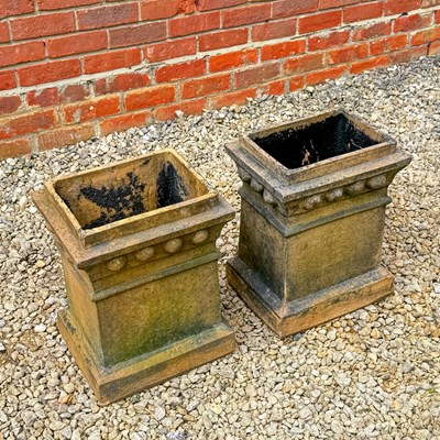 Lot 1436 - A pair of Victorian buff terracotta low chimney pots