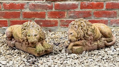 Lot 1370 - A pair of lions after Canova