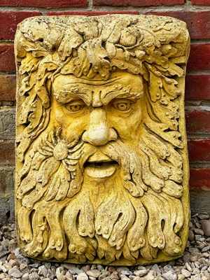 Lot 1423 - A cast buff coloured wall plaque depicting Neptune