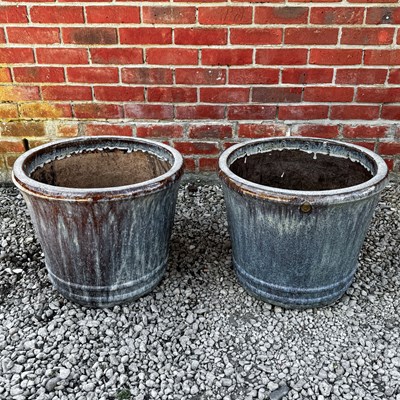 Lot 1363 - A pair of glazed stoneware planters