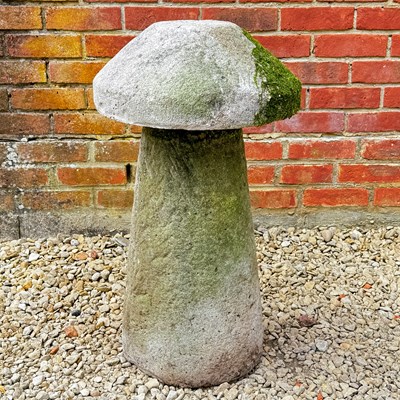 Lot 1425 - A cast reconstituted stone staddle stone