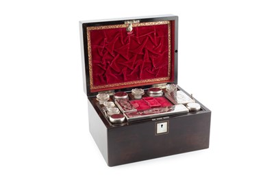 Lot A 19th century rosewood toilet box, with...
