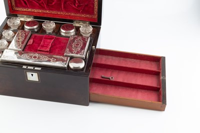 Lot 200 - A 19th century rosewood toilet box, with...