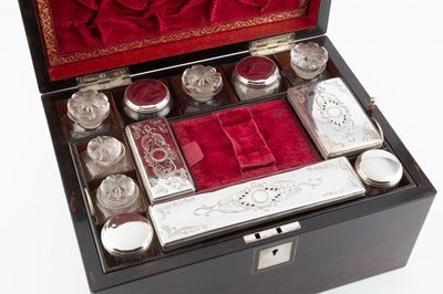 Lot 200 - A 19th century rosewood toilet box, with...